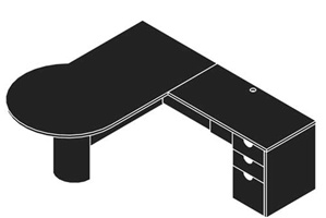 Cherryman Jade 72" Executive L Peninsula Desk with 42" Return - JA-119