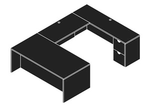 Cherryman Jade 72" Executive U Desk with 42" Bridge - JA-127N