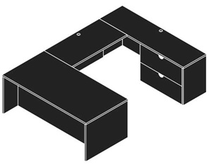 Cherryman Jade 66" Lateral File U Desk with 42" Bridge - JA-129N