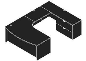 Cherryman Jade 72" Bowfront Lateral File Right Computer Corner U Desk with 36" Bridge - JA-138R