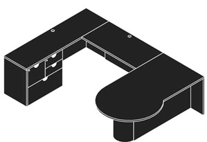 Cherryman Jade 72" P-Shaped Peninsula Personal Left U Desk with 42" Bridge - JA-141L